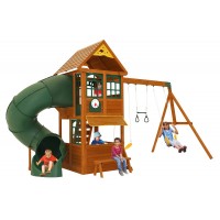 Complex de Joaca din cedru Forest Ridge Playset KidKraft - Centru multifunctional din lemn cu tobogan si 2 nivele Complex de Joaca din cedru Forest Ridge Playset KidKraft - Centru multifunctional din lemn cu tobogan si 2 nivele